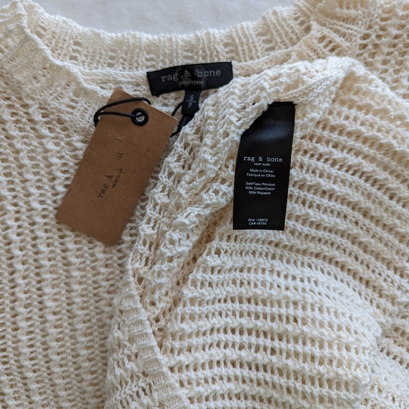 rag & bone Riley Tank Top Open Knit Semi Sheer Sleeveless Pullover Ivory S NWT - Picture 13 of 14